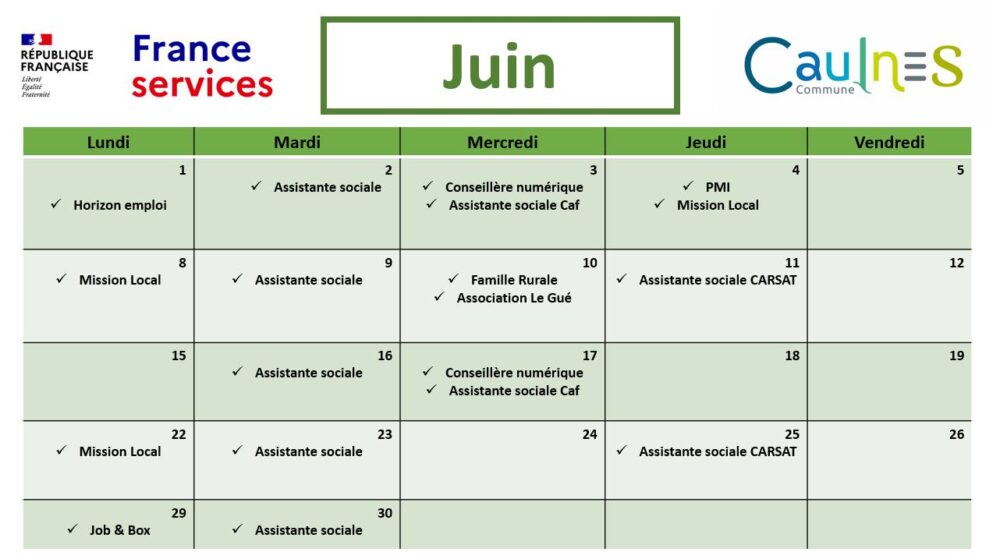 permanences france service juin 2026