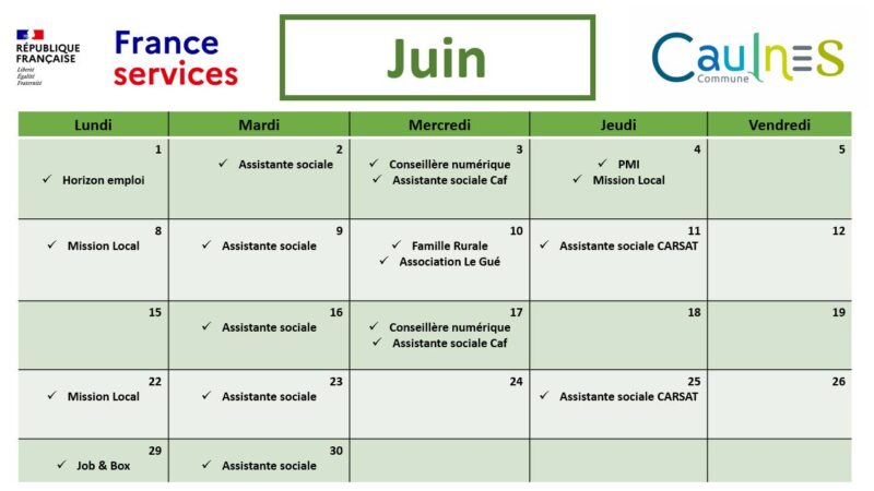 permanences france service juin 2026