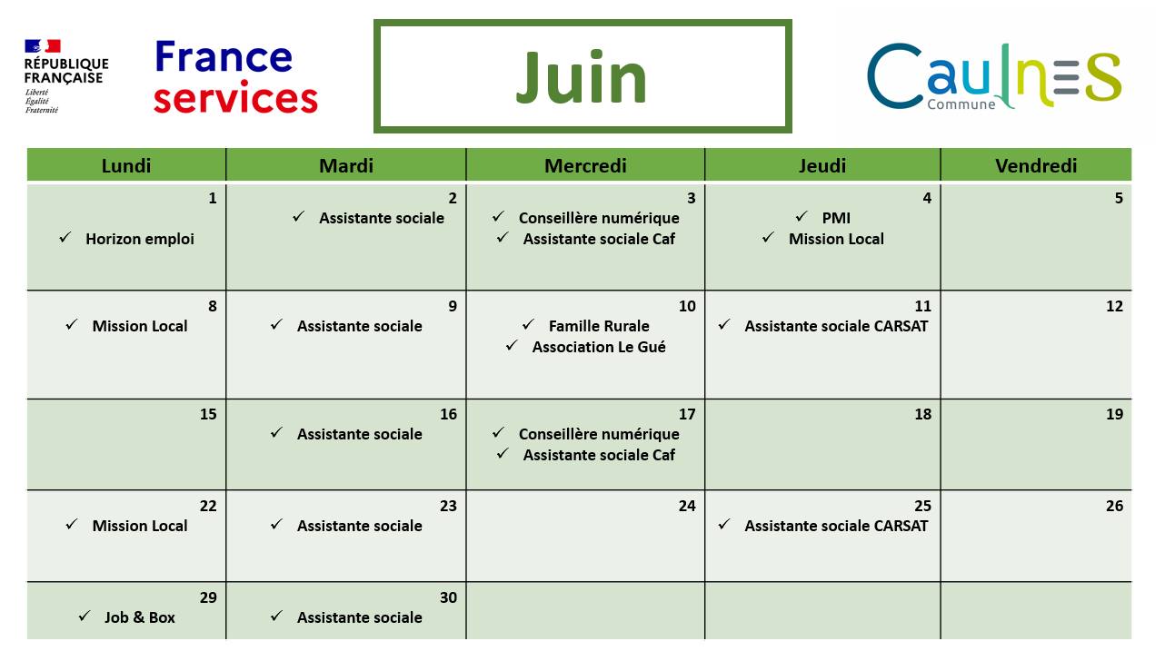permanences france service juin 2026