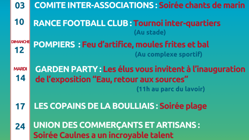 LES VENDREDIS DE l'ETE 2026 Caulnes