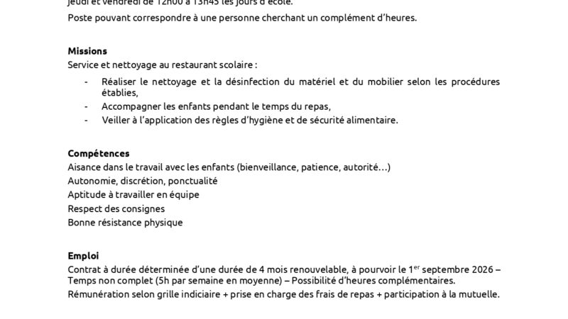 2026_Offre_Agent restauration 20 aout 2026 Caulnes