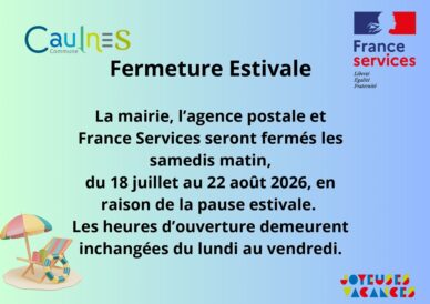 Fermeture estivale caulnes 2026