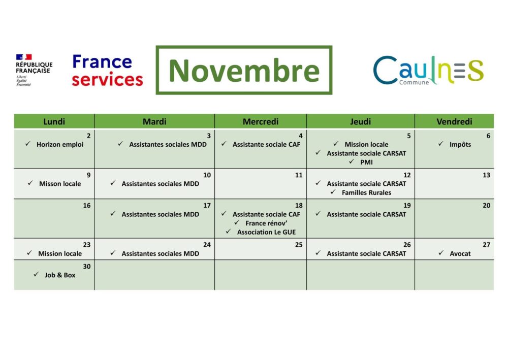 permanences france services Caulnes novembre 2026
