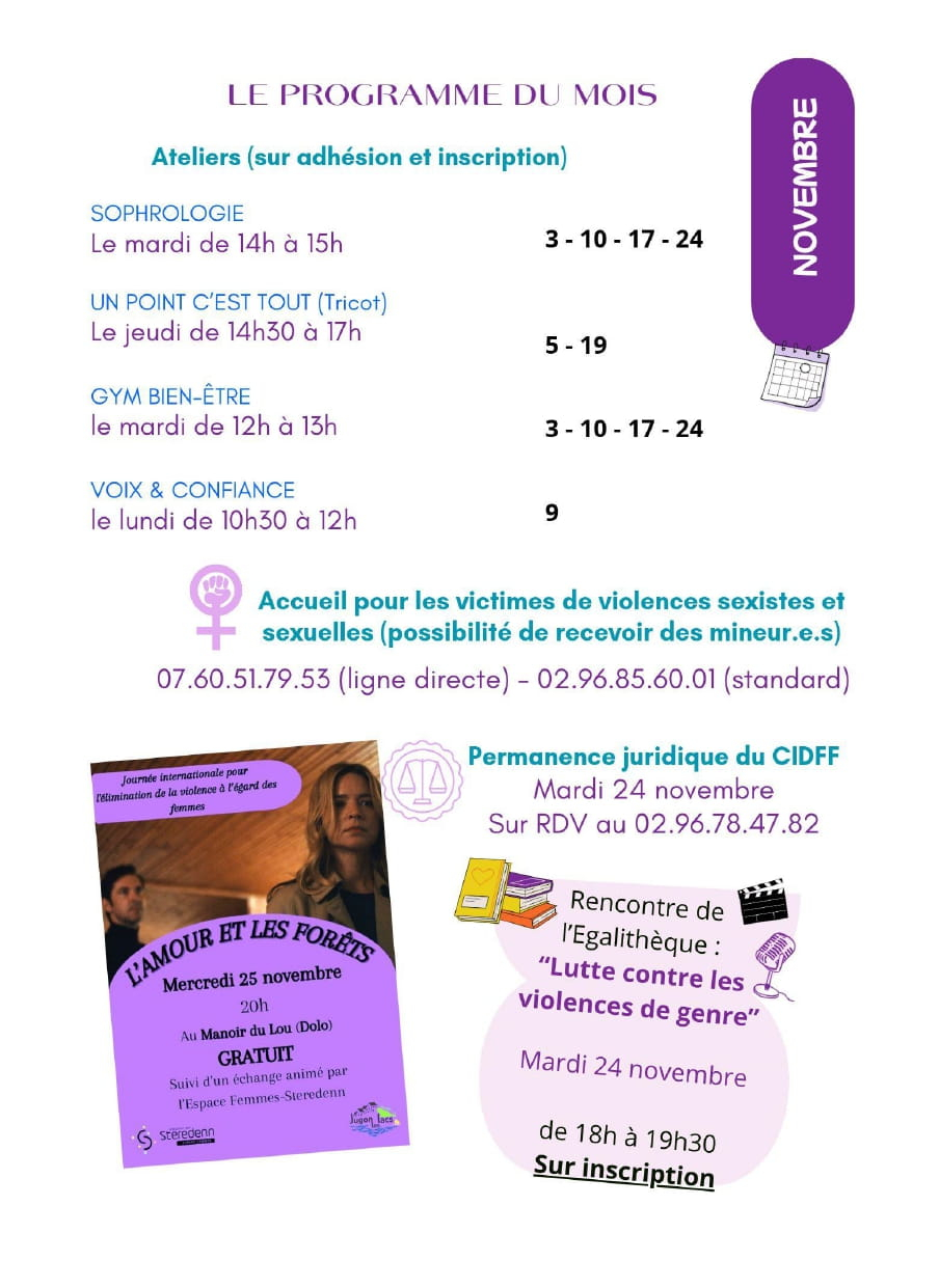 Activités du mois de novembre à l'Espace femme 2026 1