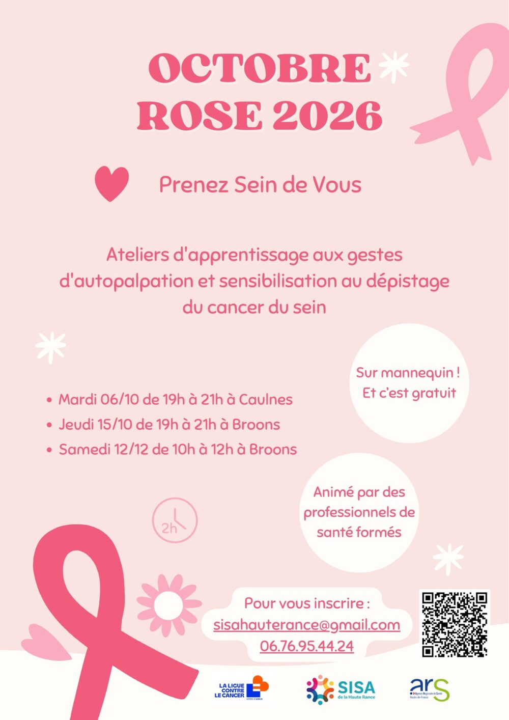 Affiche octobre rose 2026 caulnes et broons